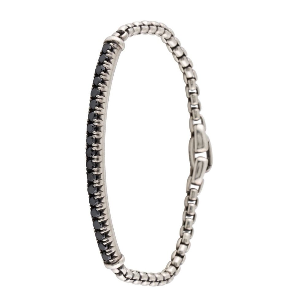 DAVID YURMAN DIAMOND 1.33CTW STERLING SILVER 925 METRO LINK BRACELET - Picture 2 of 7